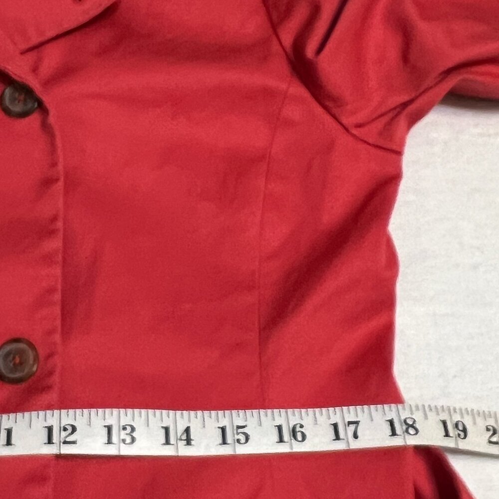 Brooks Brothers 346 Red Cotton Belted Short Trench Coat Size 8 - Picture 7 of 10